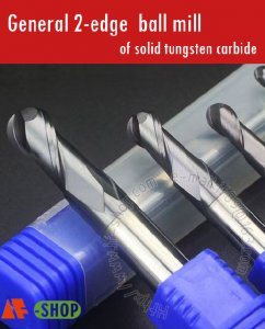 General 2-edge ball mill of solid tungsten carbide